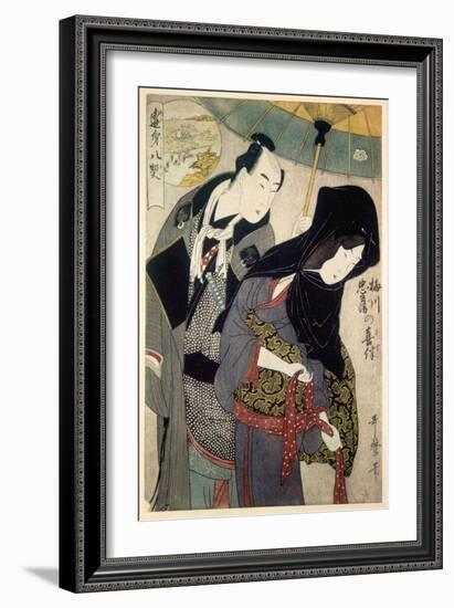 The Lovers, Chubei and Umegawa, Late 18th-Early 19th Century-Kitagawa Utamaro-Framed Giclee Print