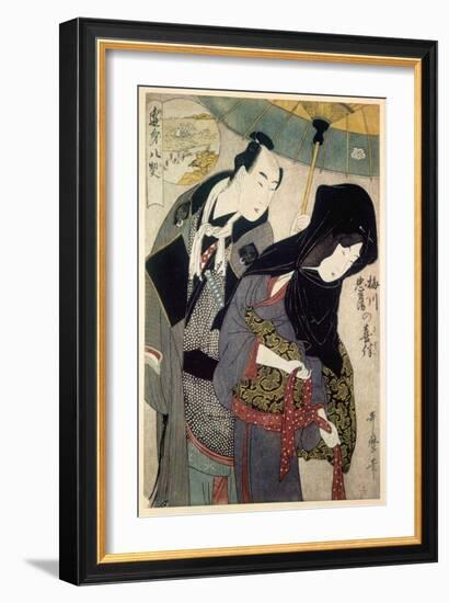 The Lovers, Chubei and Umegawa, Late 18th-Early 19th Century-Kitagawa Utamaro-Framed Giclee Print