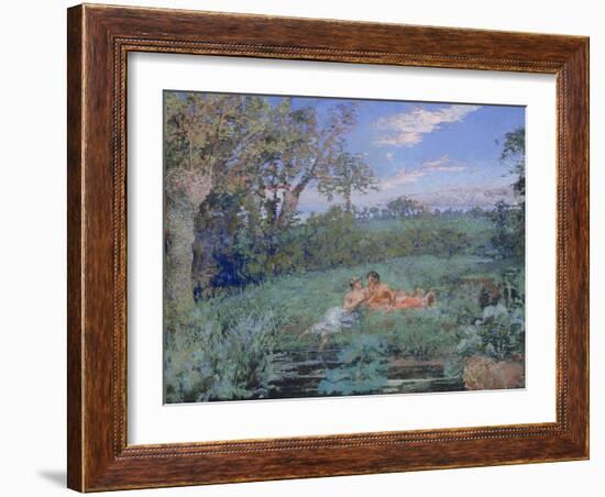 The Lovers on the River Bank, C.1910-20 (Pastel & W/C on Paperboard)-Ker Xavier Roussel-Framed Giclee Print