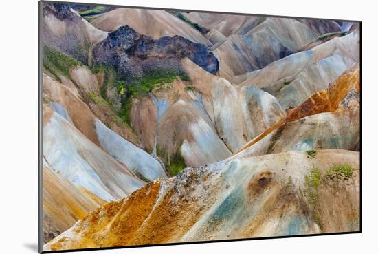 The Lower Lava Drainages In The Rhyolite Hills Of Landmannalaugar National Park In Iceland-Jay Goodrich-Mounted Photographic Print