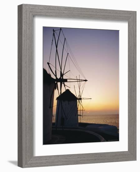 The Lower Windmills (Kato Myli) at Sunset, Mykonos, Cyclades Islands, Greece, Europe-Fraser Hall-Framed Photographic Print