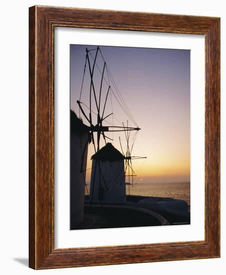 The Lower Windmills (Kato Myli) at Sunset, Mykonos, Cyclades Islands, Greece, Europe-Fraser Hall-Framed Photographic Print