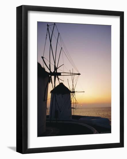 The Lower Windmills (Kato Myli) at Sunset, Mykonos, Cyclades Islands, Greece, Europe-Fraser Hall-Framed Photographic Print