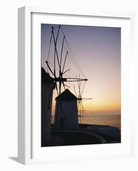 The Lower Windmills (Kato Myli) at Sunset, Mykonos, Cyclades Islands, Greece, Europe-Fraser Hall-Framed Photographic Print