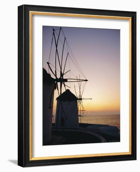 The Lower Windmills (Kato Myli) at Sunset, Mykonos, Cyclades Islands, Greece, Europe-Fraser Hall-Framed Photographic Print