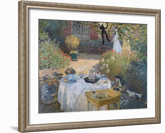 The Luncheon: Monet's Garden at Argenteuil, circa 1873-Claude Monet-Framed Giclee Print