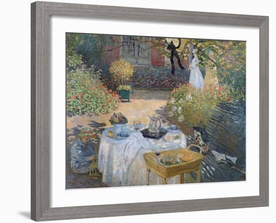 The Luncheon: Monet's Garden at Argenteuil, circa 1873-Claude Monet-Framed Giclee Print