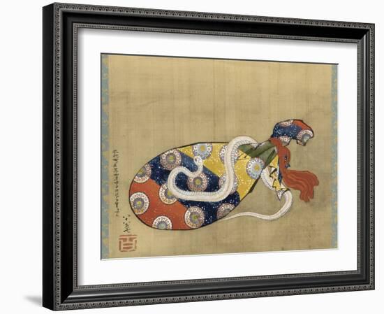 The Lute and White Snake of Benten, Edo Period, 1847-Katsushika Hokusai-Framed Giclee Print