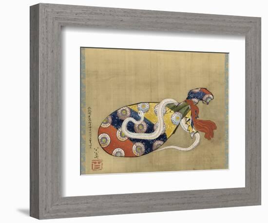 The Lute and White Snake of Benten, Edo Period, 1847-Katsushika Hokusai-Framed Giclee Print