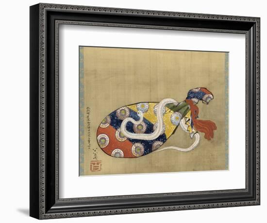 The Lute and White Snake of Benten, Edo Period, 1847-Katsushika Hokusai-Framed Giclee Print