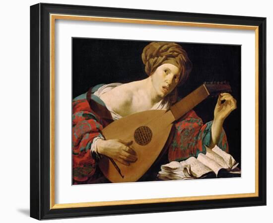 The Lute Player - Hendrick Jansz Terbrugghen (Ter Brugghen) (1588-1629). Oil on Canvas, Ca 1627. Di-Hendrick Ter Brugghen-Framed Giclee Print