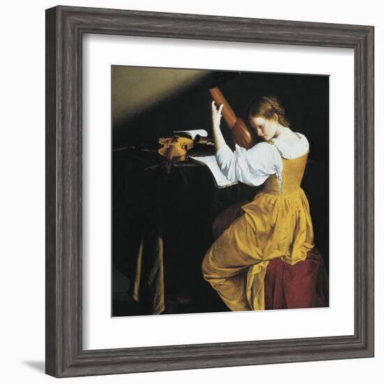 The Lute Player-Orazio Gentileschi-Framed Art Print