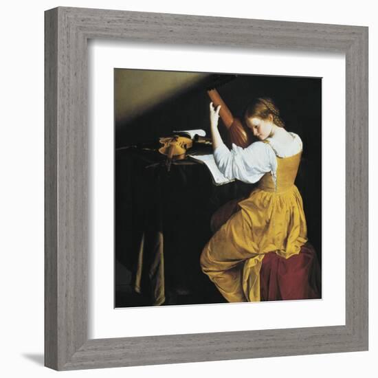 The Lute Player-Orazio Gentileschi-Framed Art Print