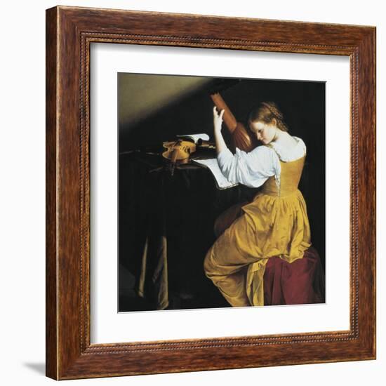 The Lute Player-Orazio Gentileschi-Framed Art Print