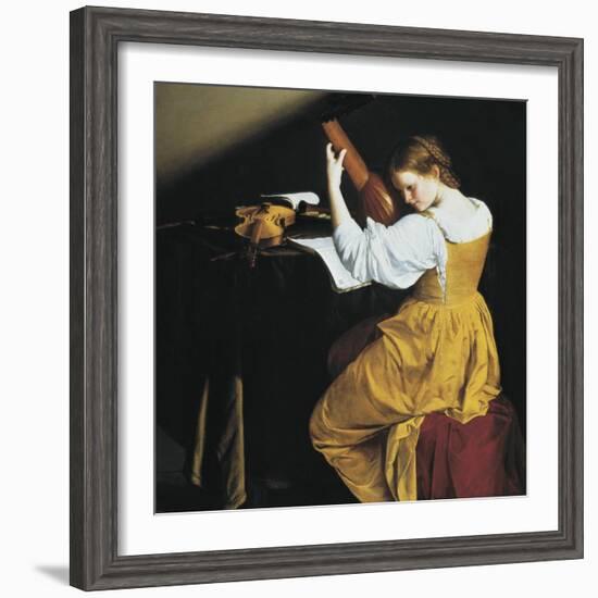 The Lute Player-Orazio Gentileschi-Framed Art Print