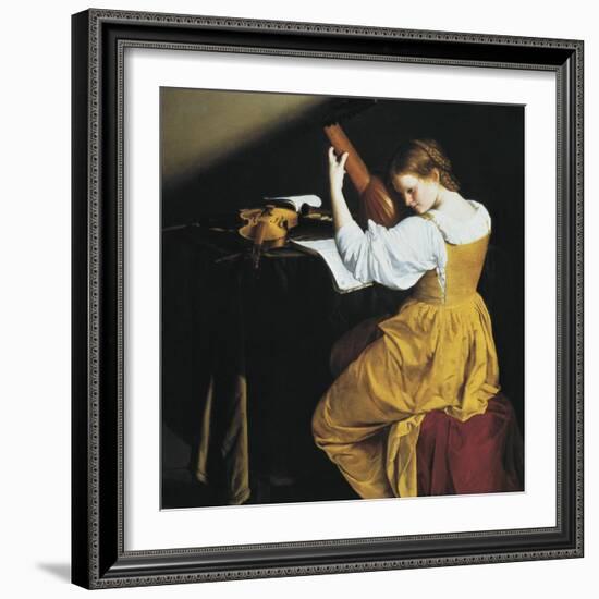 The Lute Player-Orazio Gentileschi-Framed Art Print