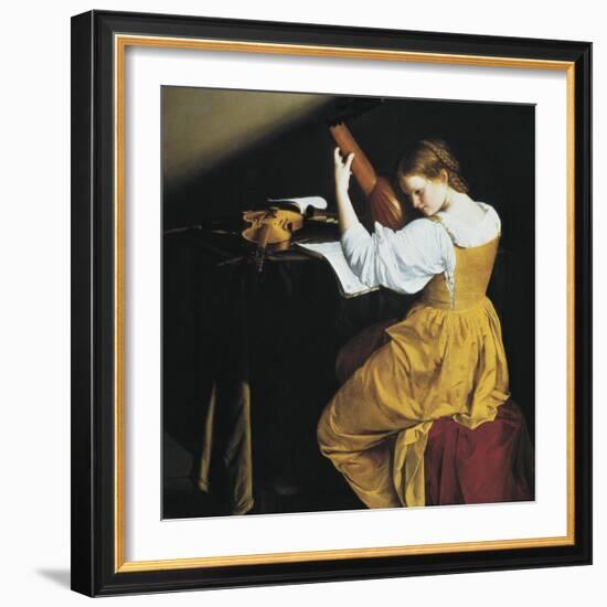 The Lute Player-Orazio Gentileschi-Framed Art Print