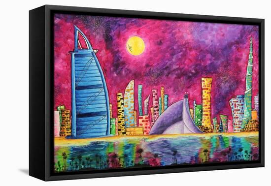 The Luxe Life Dubai Cityscape-Megan Aroon Duncanson-Framed Stretched Canvas