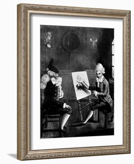 The Macaroni Painter, or Billy Dimple Sitting for His Picture, 1770-Robert Dighton-Framed Giclee Print