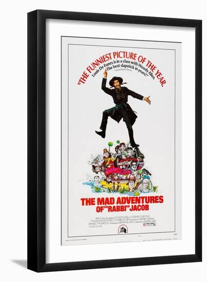 The Mad Adventures of Rabbi Jacob, (Aka Les Aventures De Rabbi Jacob), Center: Louis De Funes, 1973-null-Framed Art Print