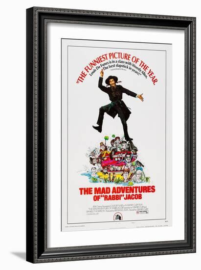 The Mad Adventures of Rabbi Jacob, (Aka Les Aventures De Rabbi Jacob), Center: Louis De Funes, 1973-null-Framed Art Print