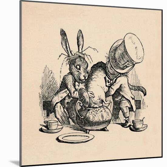 'The Mad Hatter and March hare trying to put the Dormouse into a teapot', 1889-John Tenniel-Mounted Giclee Print