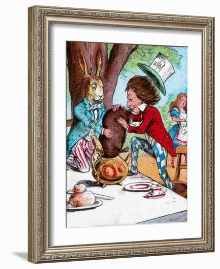 'The Mad Hatter and the March Hare trying to put the Dormouse into a teapot', c1910-John Tenniel-Framed Giclee Print