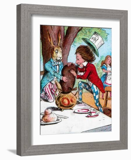 'The Mad Hatter and the March Hare trying to put the Dormouse into a teapot', c1910-John Tenniel-Framed Giclee Print