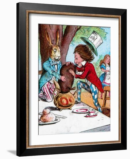 'The Mad Hatter and the March Hare trying to put the Dormouse into a teapot', c1910-John Tenniel-Framed Giclee Print