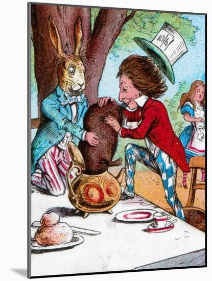 'The Mad Hatter and the March Hare trying to put the Dormouse into a teapot', c1910-John Tenniel-Mounted Giclee Print