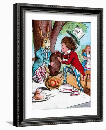 'The Mad Hatter and the March Hare trying to put the Dormouse into a teapot', c1910-John Tenniel-Framed Giclee Print