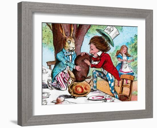 'The Mad Hatter and the March Hare trying to put the Dormouse into a teapot', c1910-John Tenniel-Framed Giclee Print