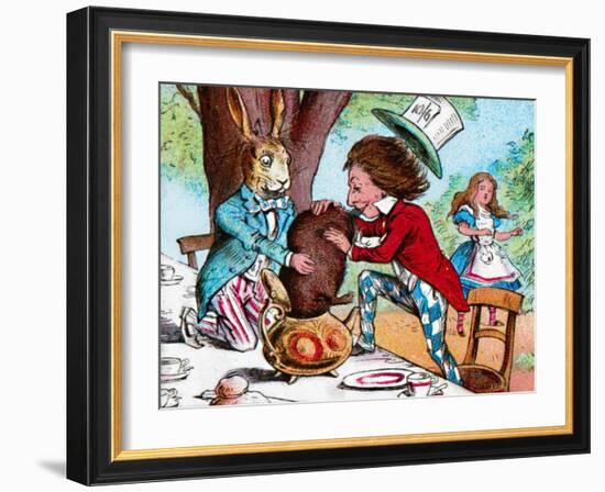 'The Mad Hatter and the March Hare trying to put the Dormouse into a teapot', c1910-John Tenniel-Framed Giclee Print