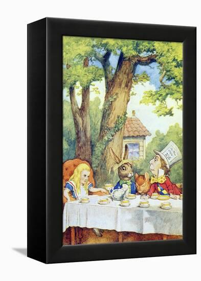 The Mad Hatter's Tea Party, Illustration from Alice in Wonderland by Lewis Carroll-John Tenniel-Framed Premier Image Canvas