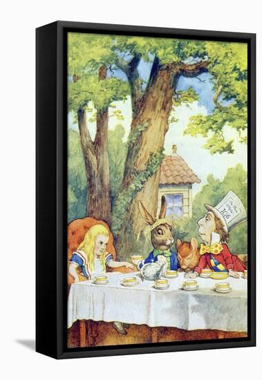 The Mad Hatter's Tea Party, Illustration from Alice in Wonderland by Lewis Carroll-John Tenniel-Framed Premier Image Canvas
