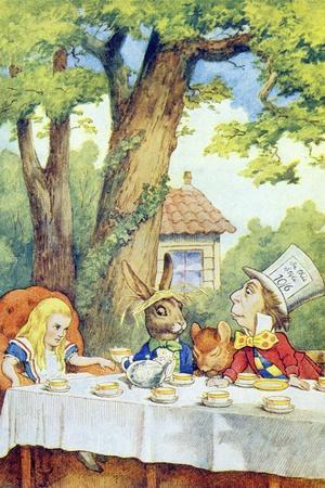 The Mad Hatter's Tea Party, illustration from 'Alice in Wonderland' by  Lewis Carroll