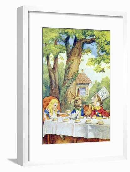 The Mad Hatter's Tea Party, Illustration from Alice in Wonderland by Lewis Carroll-John Tenniel-Framed Giclee Print