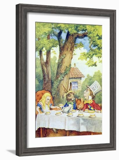 The Mad Hatter's Tea Party, Illustration from Alice in Wonderland by Lewis Carroll-John Tenniel-Framed Giclee Print