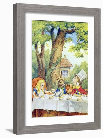 The Mad Hatter's Tea Party, Illustration from Alice in Wonderland by Lewis Carroll-John Tenniel-Framed Giclee Print