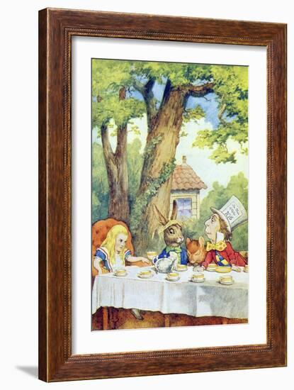 The Mad Hatter's Tea Party, Illustration from Alice in Wonderland by Lewis Carroll-John Tenniel-Framed Giclee Print