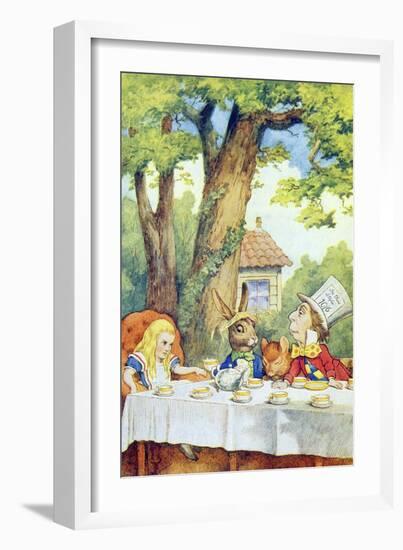 The Mad Hatter's Tea Party, Illustration from Alice in Wonderland by Lewis Carroll-John Tenniel-Framed Giclee Print