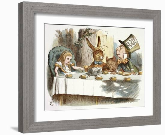 The Mad Hatter's Tea Party-John Teniel-Framed Giclee Print