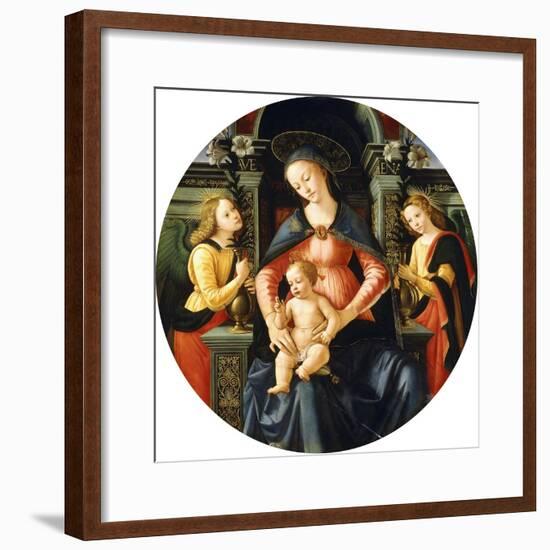 The Madonna and Child Enthroned, Adored by Angels-null-Framed Giclee Print