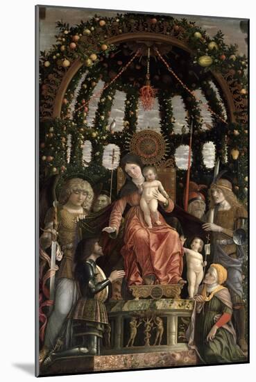 The Madonna and Child Enthroned with Six Saints and Gian-Francesco II Gonzaga, 1495-Andrea Mantegna-Mounted Giclee Print