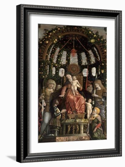 The Madonna and Child Enthroned with Six Saints and Gian-Francesco II Gonzaga, 1495-Andrea Mantegna-Framed Giclee Print