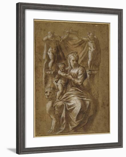 The Madonna and Child Enthroned-Polidoro da Caravaggio-Framed Giclee Print