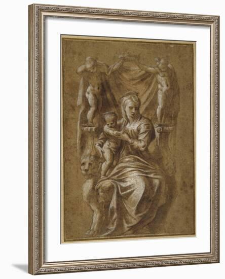 The Madonna and Child Enthroned-Polidoro da Caravaggio-Framed Giclee Print