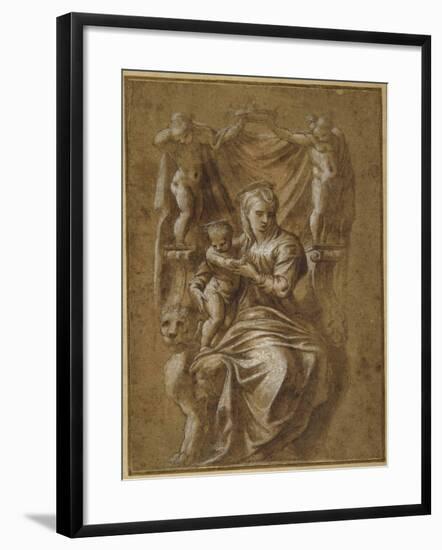 The Madonna and Child Enthroned-Polidoro da Caravaggio-Framed Giclee Print