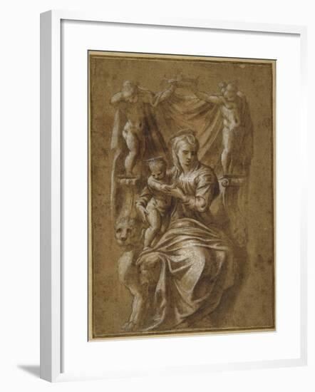 The Madonna and Child Enthroned-Polidoro da Caravaggio-Framed Giclee Print