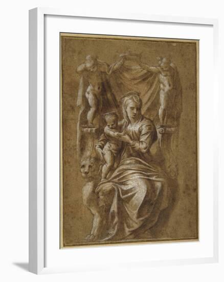 The Madonna and Child Enthroned-Polidoro da Caravaggio-Framed Giclee Print